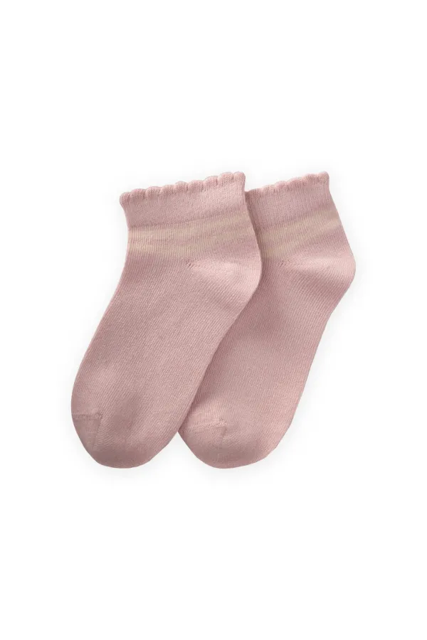Chaussettes bottines à lacets pour enfants de 5 à 12 ans, couleur poudre