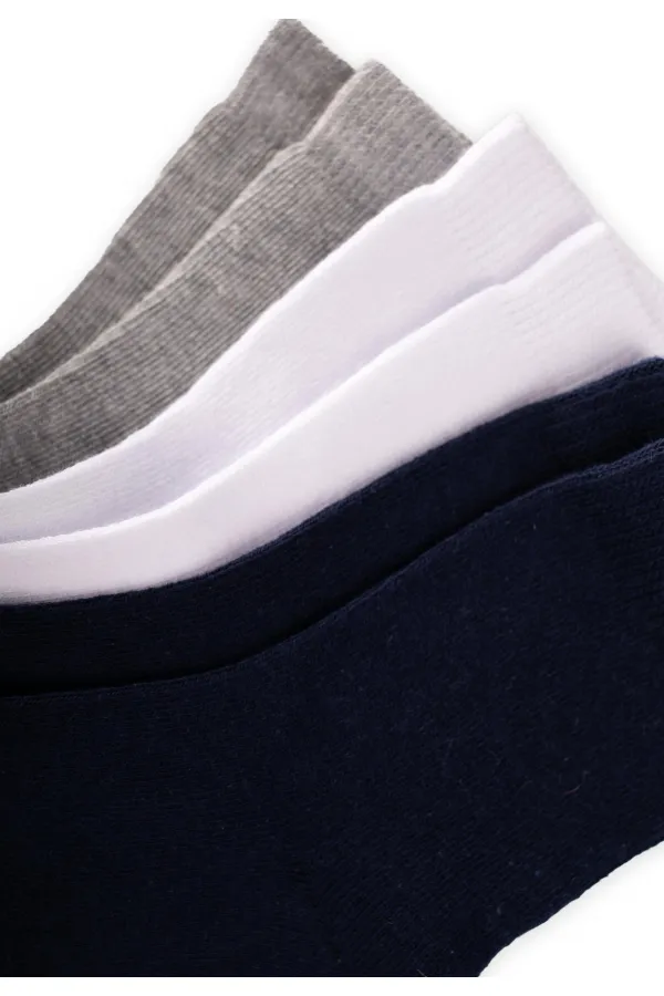 Three-Pack Kids' Socks, Ages 3-10, Navy, Grey, White