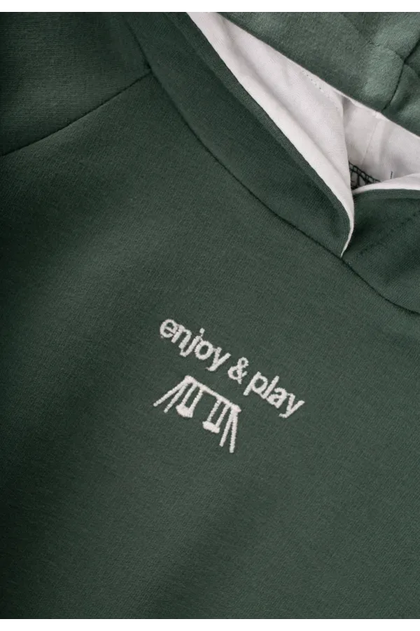 Kapşonlu Sweatshirt Takım 1-5 Yaş Haki Yeşil