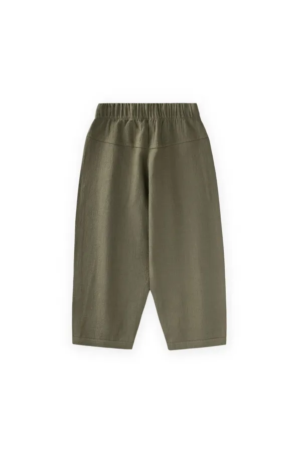 Keten Boyfriend Pantolon 2-10 Yaş Yeşil