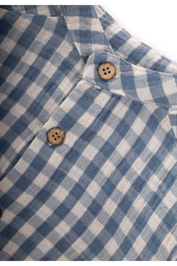 Chemise à motifs carrés Pöti, bleu indigo, 1-8 ans