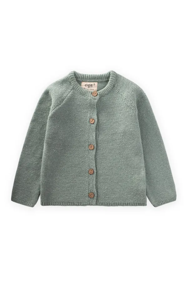 Gilet en maille Links, vert menthe, 1-5 ans