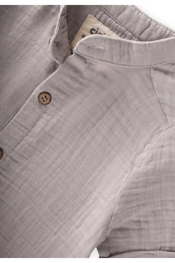 Müslin Gömlekli Takım 2-10 Yaş Gri Füme