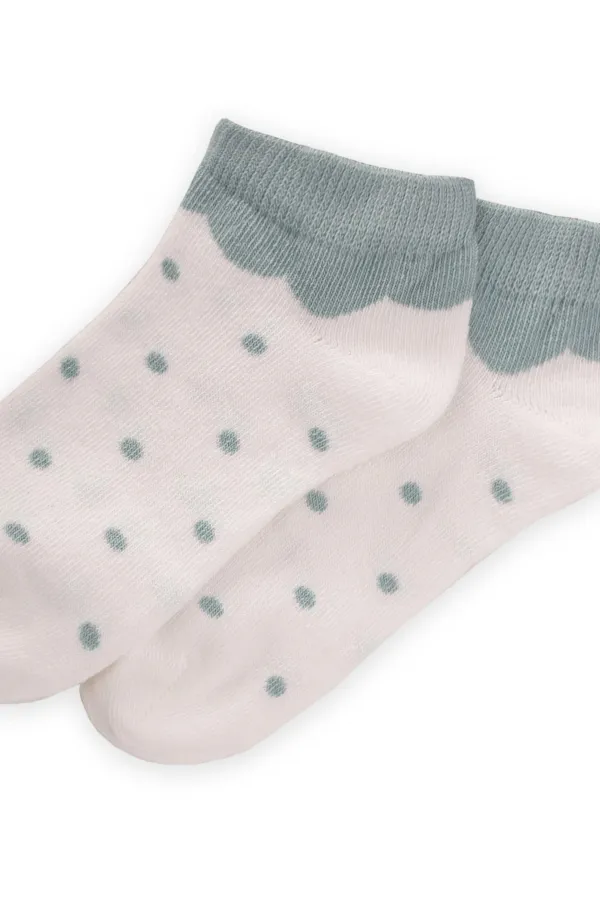 Puantiyeli Çocuk Patik Çorabı 5-12 Yaş Mint Yeşil