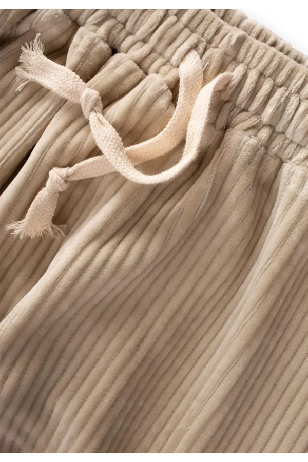 Fitilli Kadife Jogger Pantolon 1-10 Yaş Bej