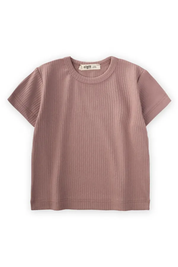 Basic Ribbed T-Shirt 1-5 Years Copper