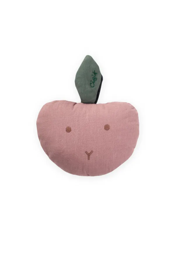 Hochet en mousseline en forme de pomme, rose séchée