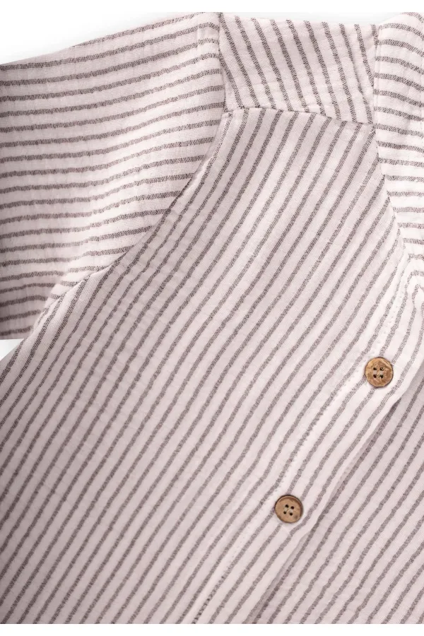 Müslin Gömlekli Takım 2-10 Yaş İnce Çizgili