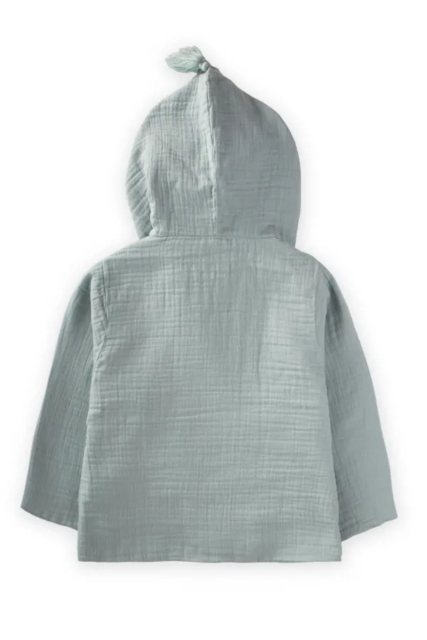 Çift Kat Müslin Çocuk Bornoz 2-9 Yaş Mint Yeşili