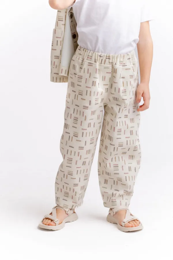 Striped Gabardine Trousers 2-7 Years Old Ecru Striped
