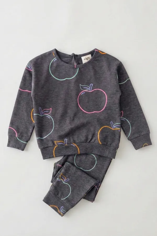 Ensemble pyjama pour enfants de 2 à 9 ans, gris chiné