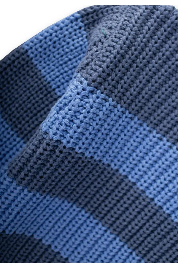 Selanik Çizgili Triko Kazak 2-8 Yaş İndigo Mavi