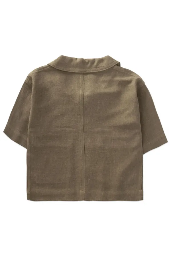 Sarh Keten Düğmeli Ceket 2-7 Yaş Haki Yeşil