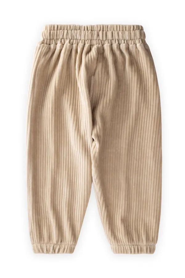 Fitilli Kadife Jogger Pantolon 1-10 Yaş Bej