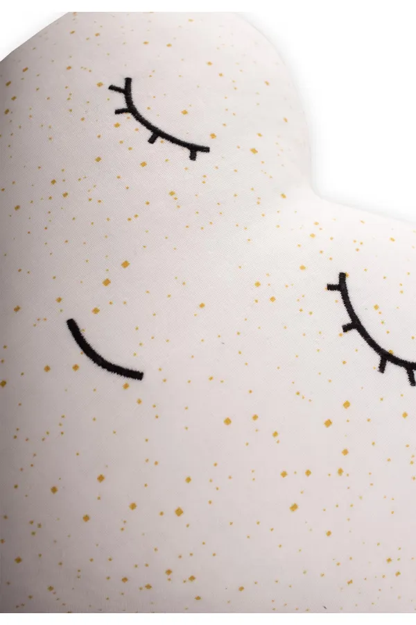 Coussin bébé décoratif en forme de cœur imprimé métallisé, 35 x 35 cm, écru