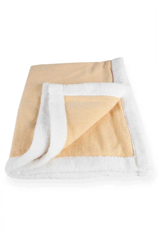 Plush Straw Pattern Baby Blanket 85X100 cm Mustard Yellow