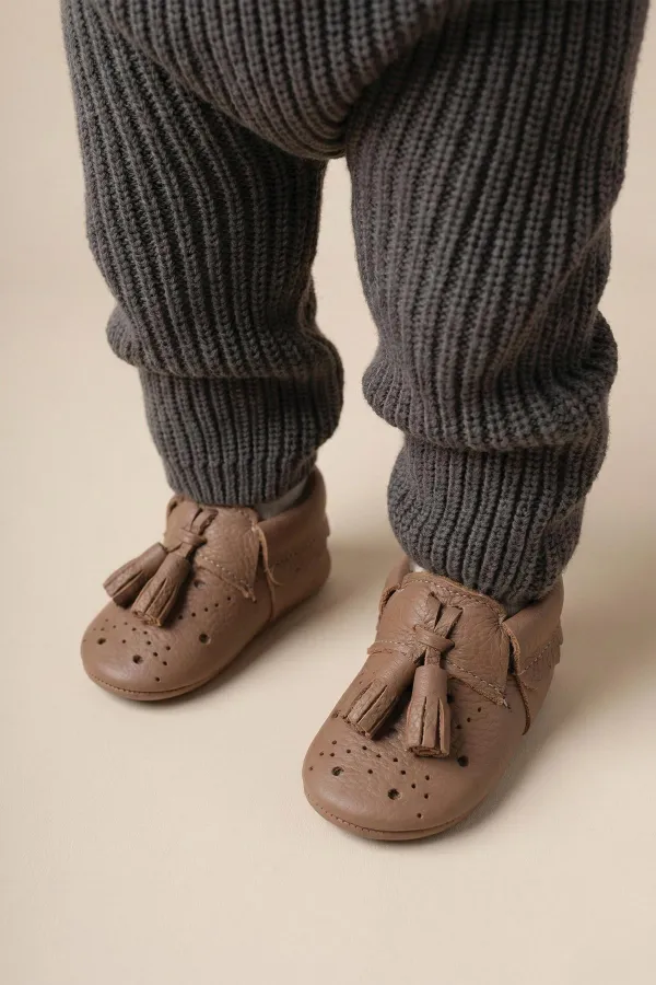 Deri Bebek Ayakkabı 17-21 Numara Kahve