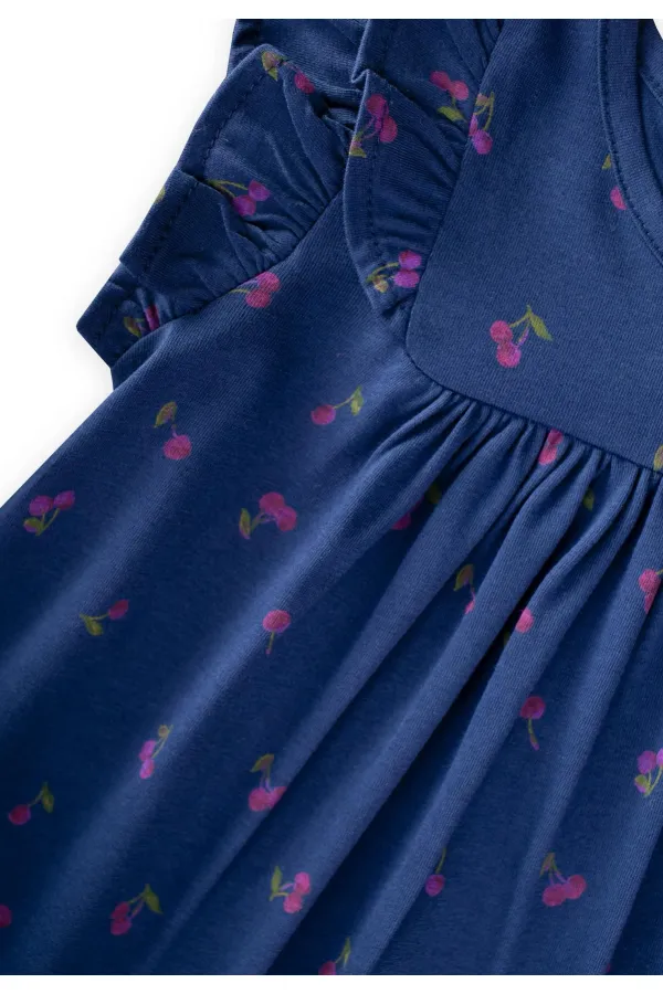 Robe à volants à motifs, 1 à 8 ans, bleu marine