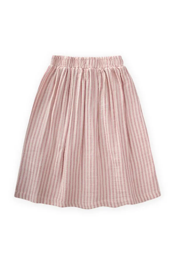 Organik Müslin Etek 2-8 Yaş Fuşya Çizgili