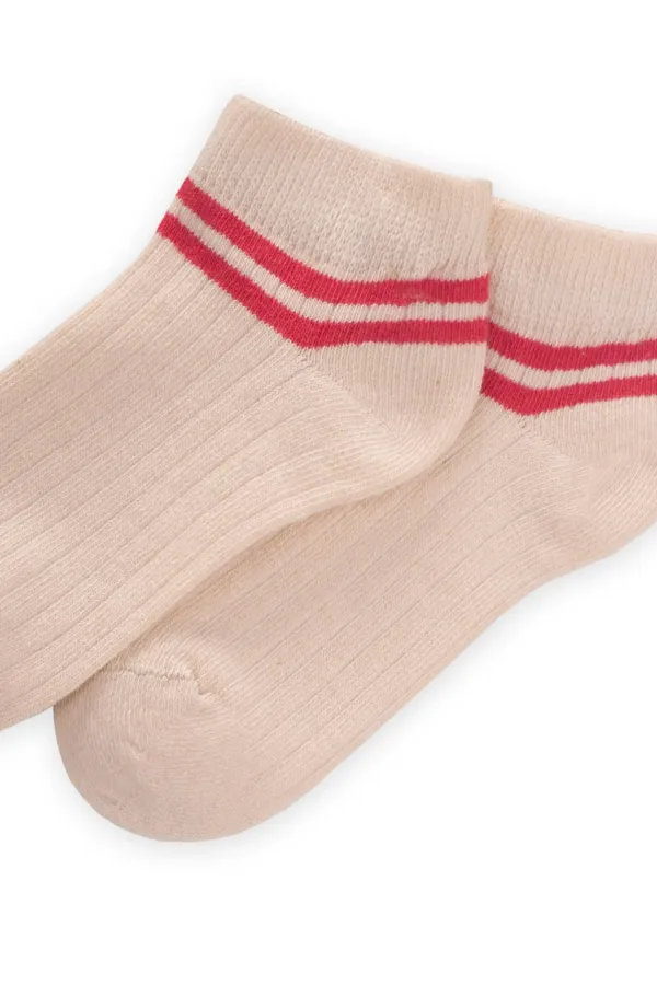 Bottines rayées pour enfant, chevilles apparentes, 5-12 ans, corail