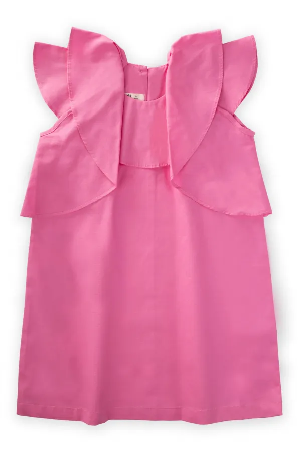 Robe en popeline à volants, rose, 2-7 ans
