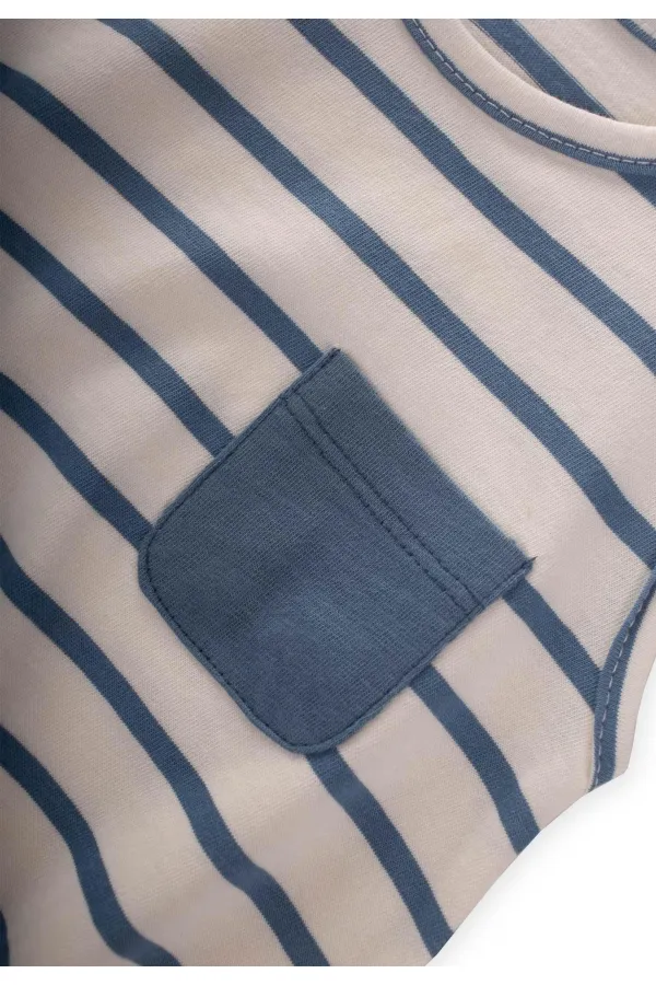 Body rayé avec poche 0-3 ans bleu indigo