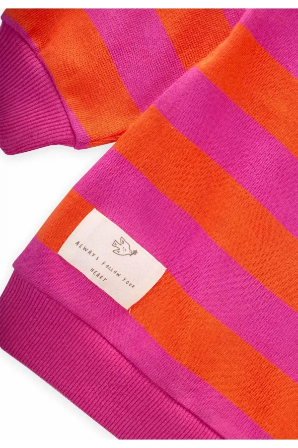 Striped Knitted Sweatshirt 2-12 Years Old Orange Fuchsia
