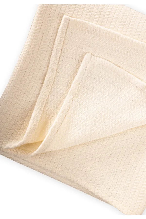 Woven Pattern Baby Cotton Blanket (Washed) 93X100 cm +/- 3 cm Natural