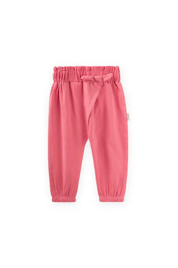 Pantalon harem en velours pour bébé, 0-3 ans, corail
