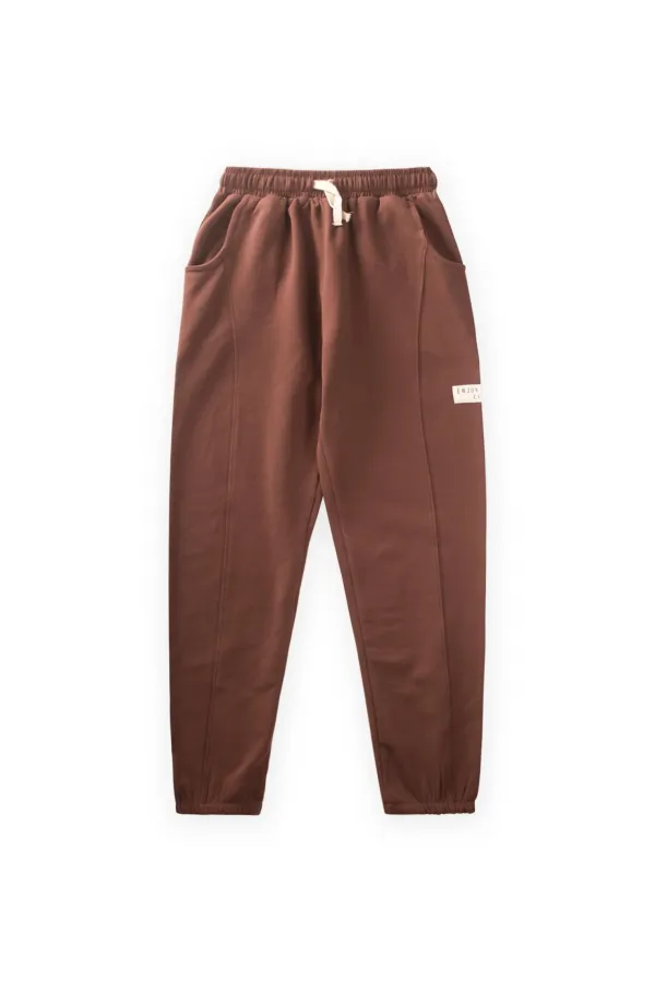 Pantalon de survêtement long marron pour enfants de 8 à 12 ans