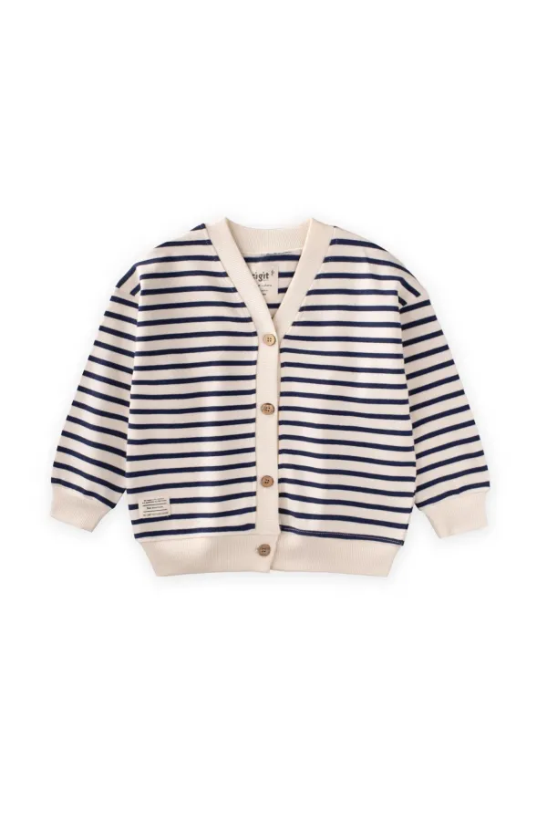 Gilet rayé, 2-10 ans, bleu marine