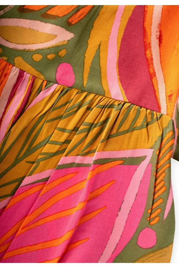 Patterned Flowy Dress, Ages 1-8, Orange