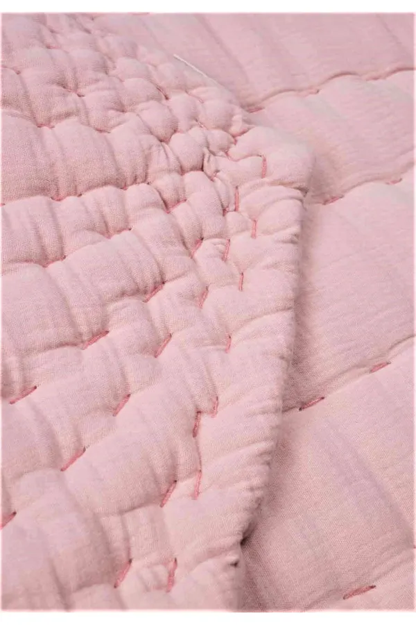 Muslin Leaf Baby Play Mat (Washed) Pink