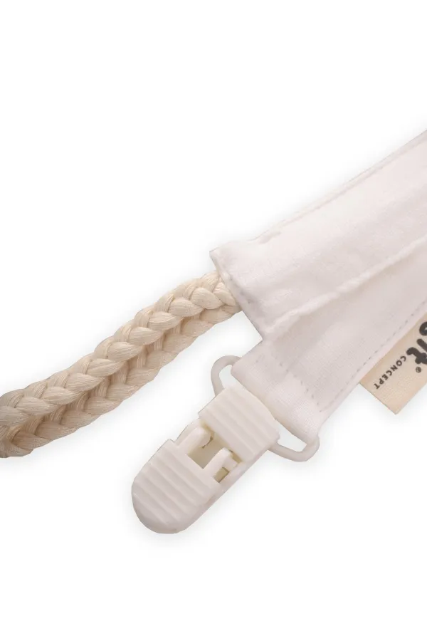 Attache-tétine en coton pour bébé 23 cm écru