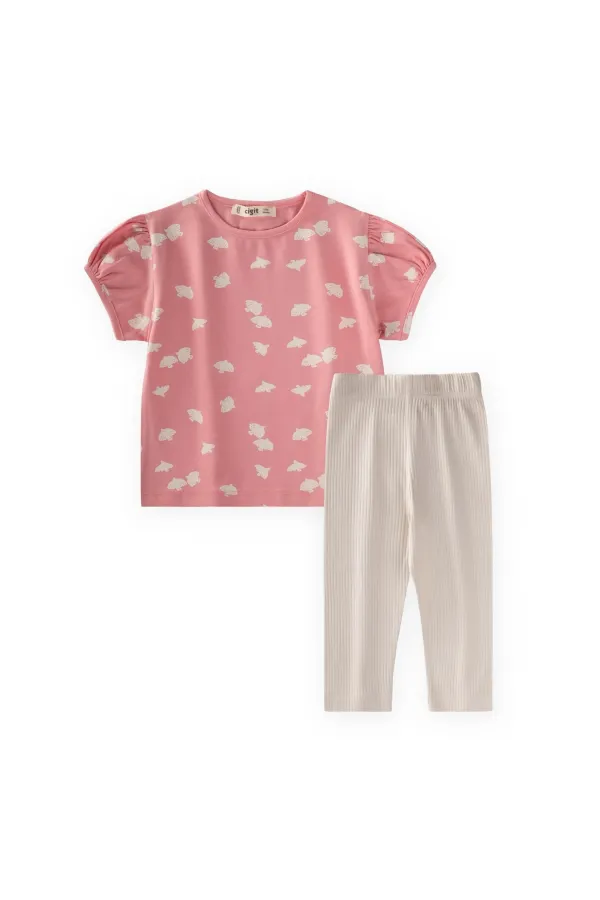Taytlı T-Shirt Takım 1-7 Yaş Pembe