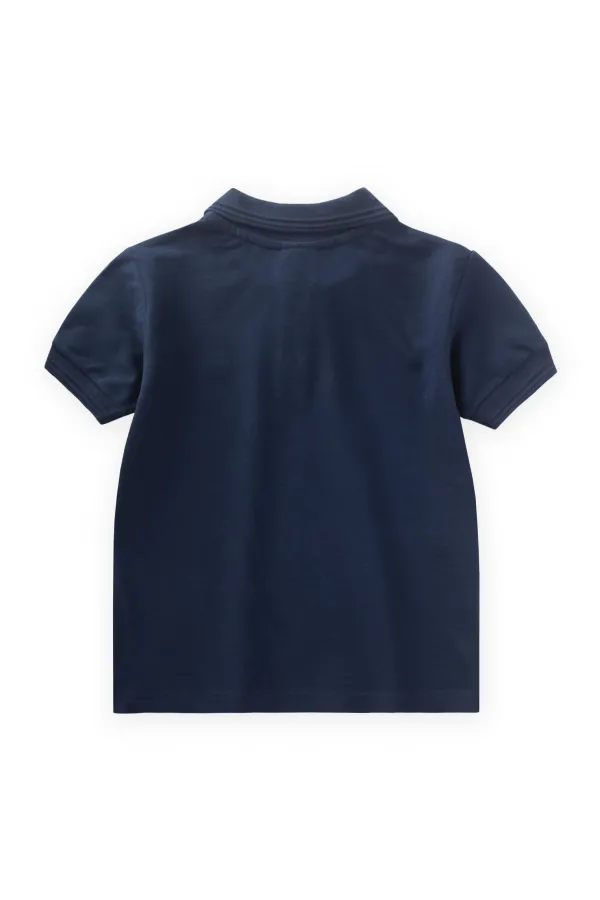 Kabartmalı Polo Yaka T-Shırt 2-10 Yaş Lacivert