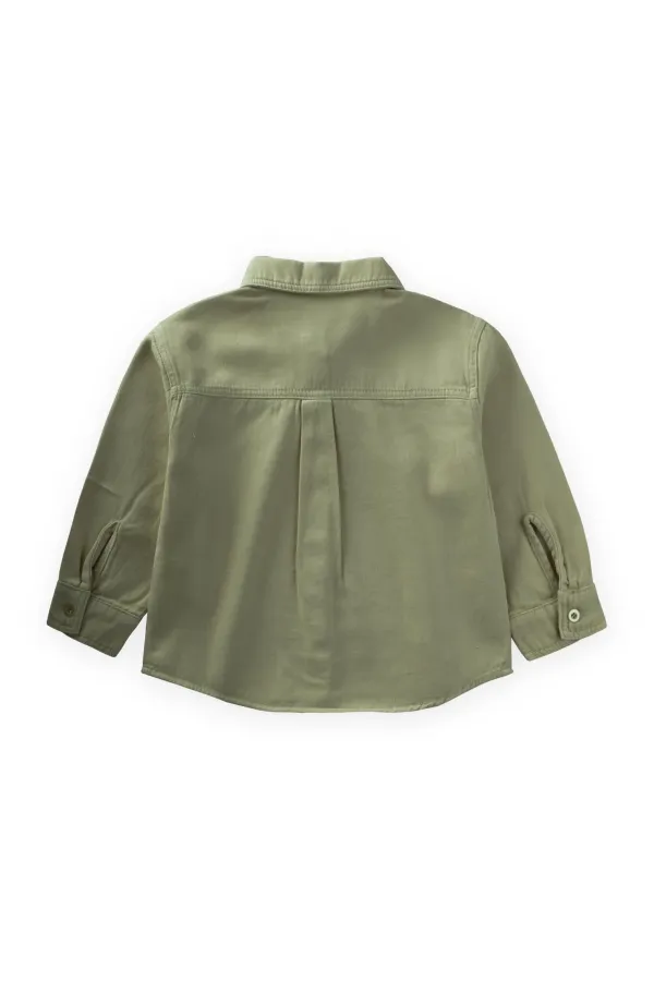 Chemise en gabardine à poche unique, 2-7 ans, vert kaki