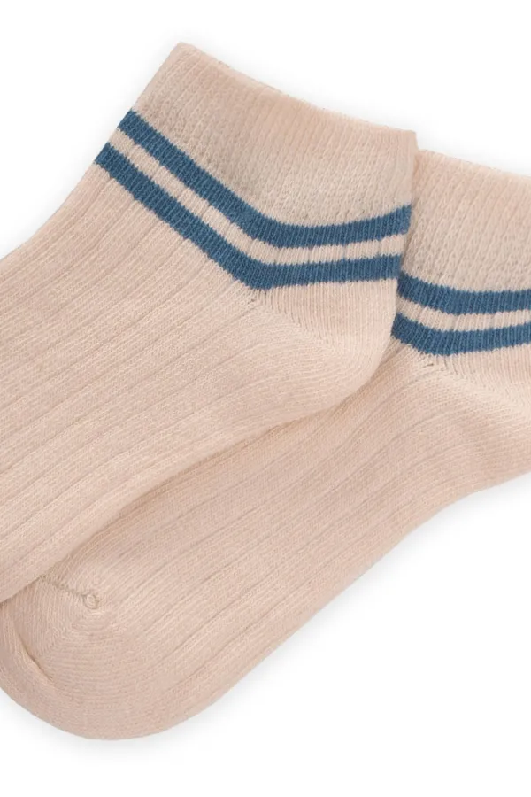 Children's Booties with Striped Ankles, 5-12 Years Old, Indigo Blue