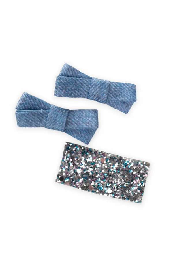 Taşlı Kot Fiyonk Toka Mavi