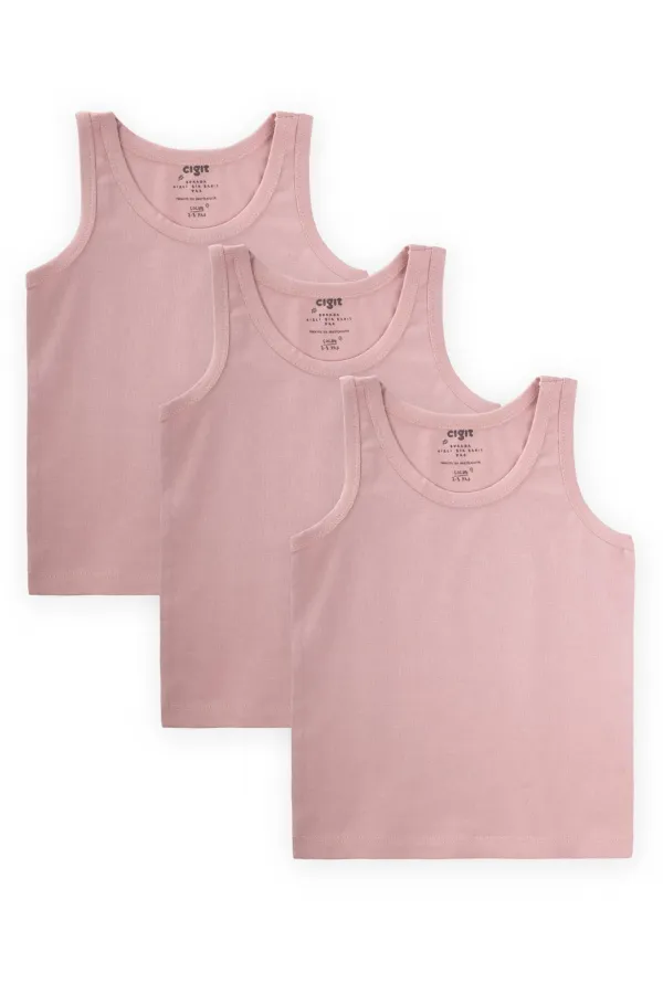 Débardeur à bretelles triples, 2-9 ans, couleur poudre foncée