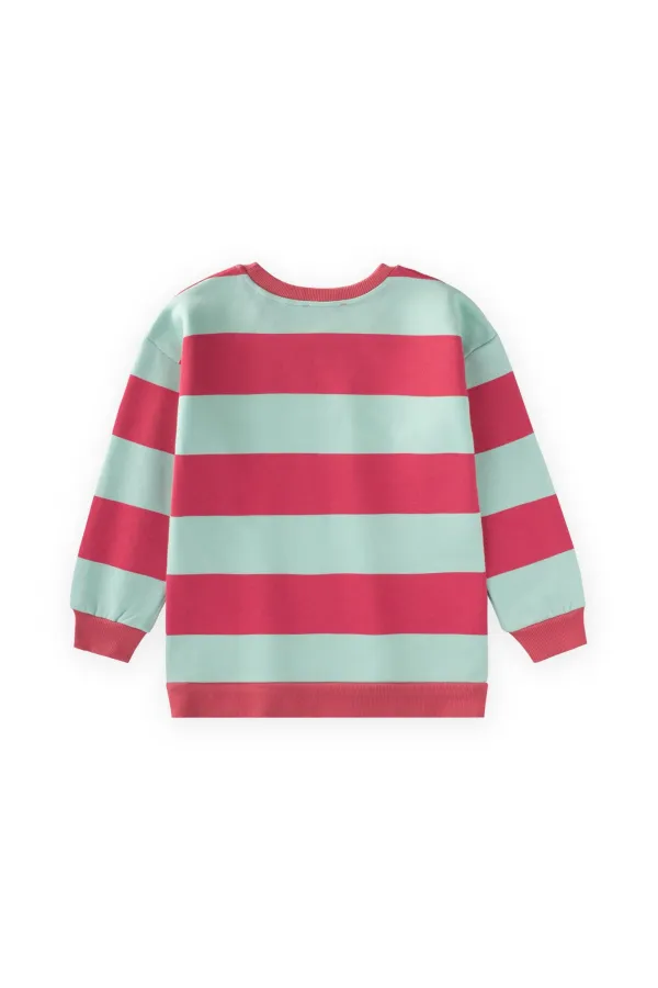 Sweatshirt 4-12 Years Mint Coral Striped
