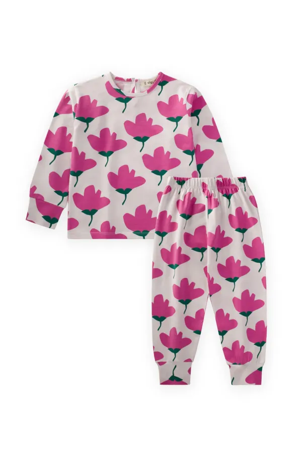 Ensemble pyjama à motifs tulipes pour enfants de 2 à 10 ans