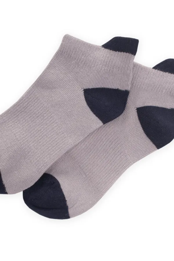 Zemini Ve Burnu Toprak Rekli Çocuk Patik Çorap 5-12- Gri-Lacivert