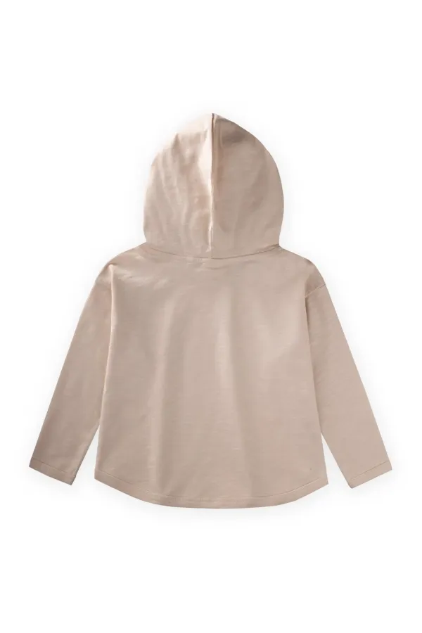 Kapşonlu Uzun Kollu T-Shırt 2-10 Yaş Ekru