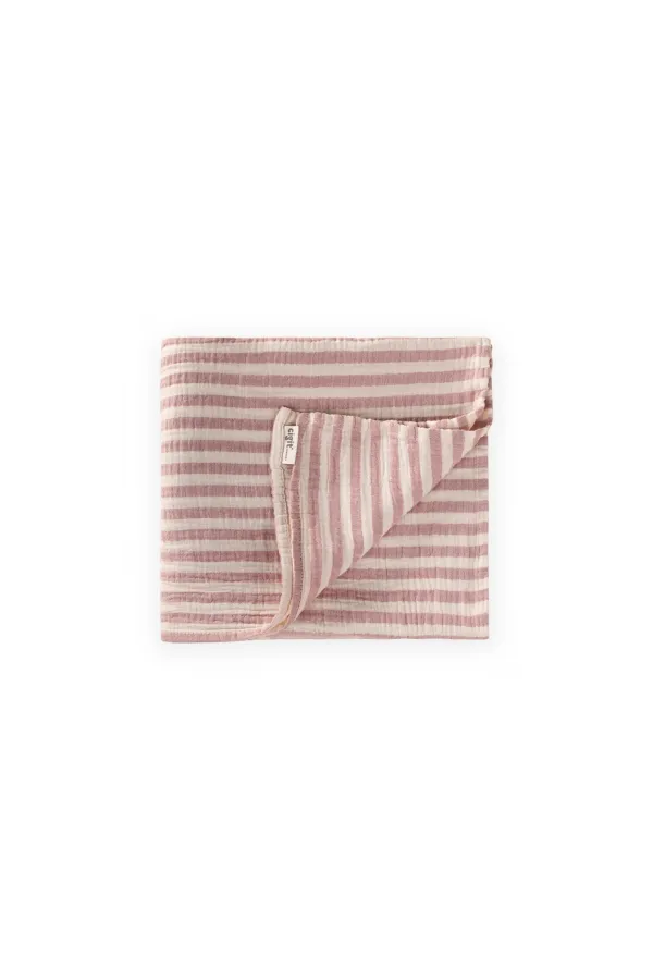 Natural Blanket 90x100cm Rose Pink Thick Striped