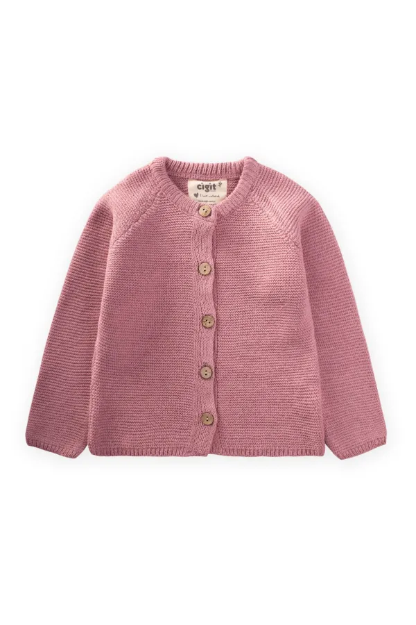 Links Triko Hırka 1-8 Yaş Somon