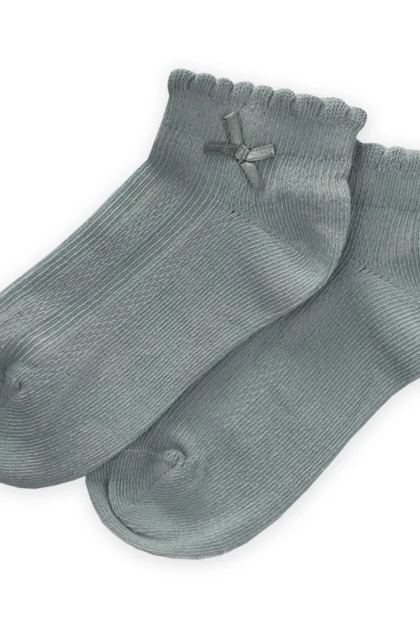 Chaussettes bottines pour enfants avec nœud en relief, vert menthe, 5-12 ans