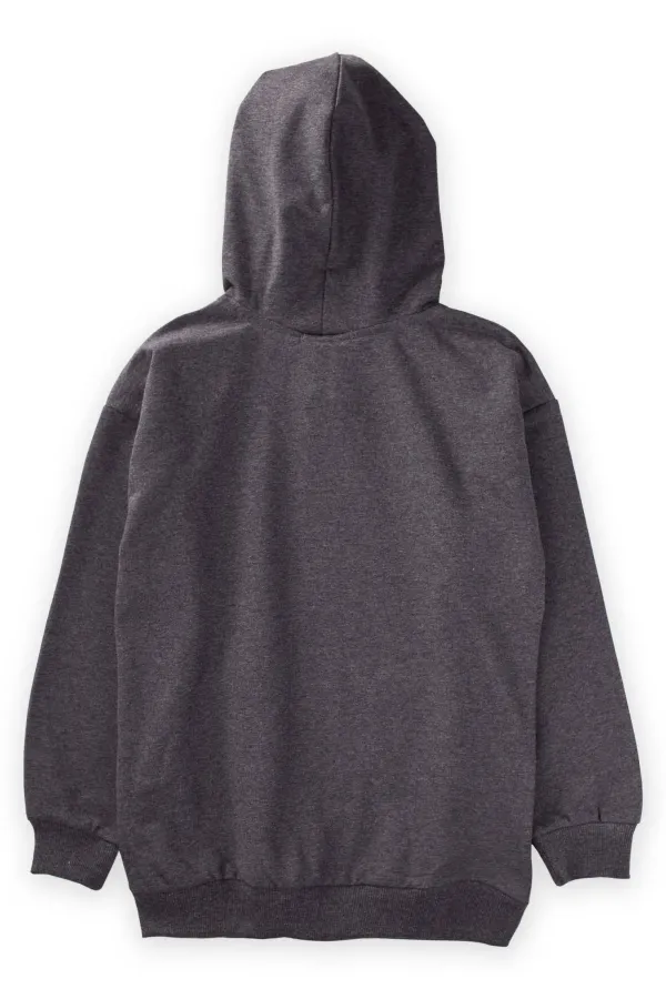 Garson Kapşonlu Fermuarlı Hırka 9-13 Yaş Antrasit