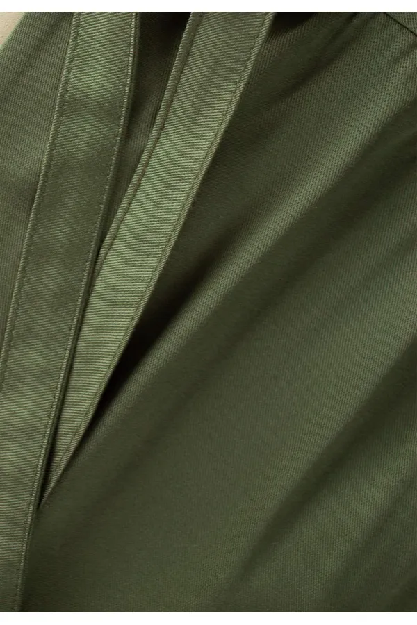 Kolsuz Bağcıklı Keten Tulum 2-6 Yaş Haki Yeşil