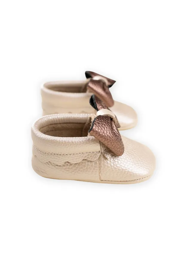 Deri Bebek Ayakkabı 17-21 Numara Ekru-Rose